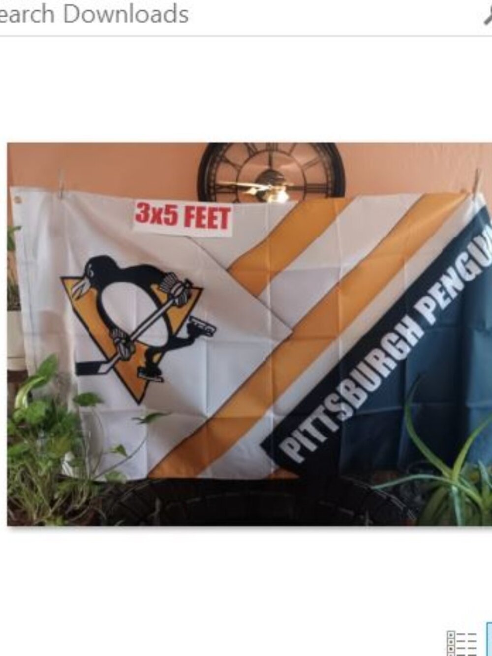 Pittsburgh Penguins Diagonal NHL 3X5 Feet Flag Banner Pole or Wall Decor